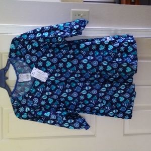 XL Christmas ornament 3/4 sleeve scrub top
